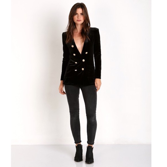 WYLDR Warning Blazer Black Velvet Jacket Military XS - Picture 2 of 10